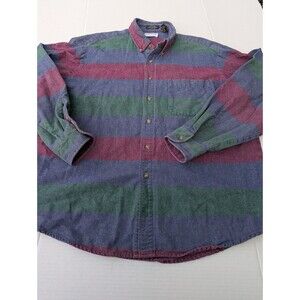 Great Lakes Recreation chamois 100% cotton striped button down VTG 90s size L